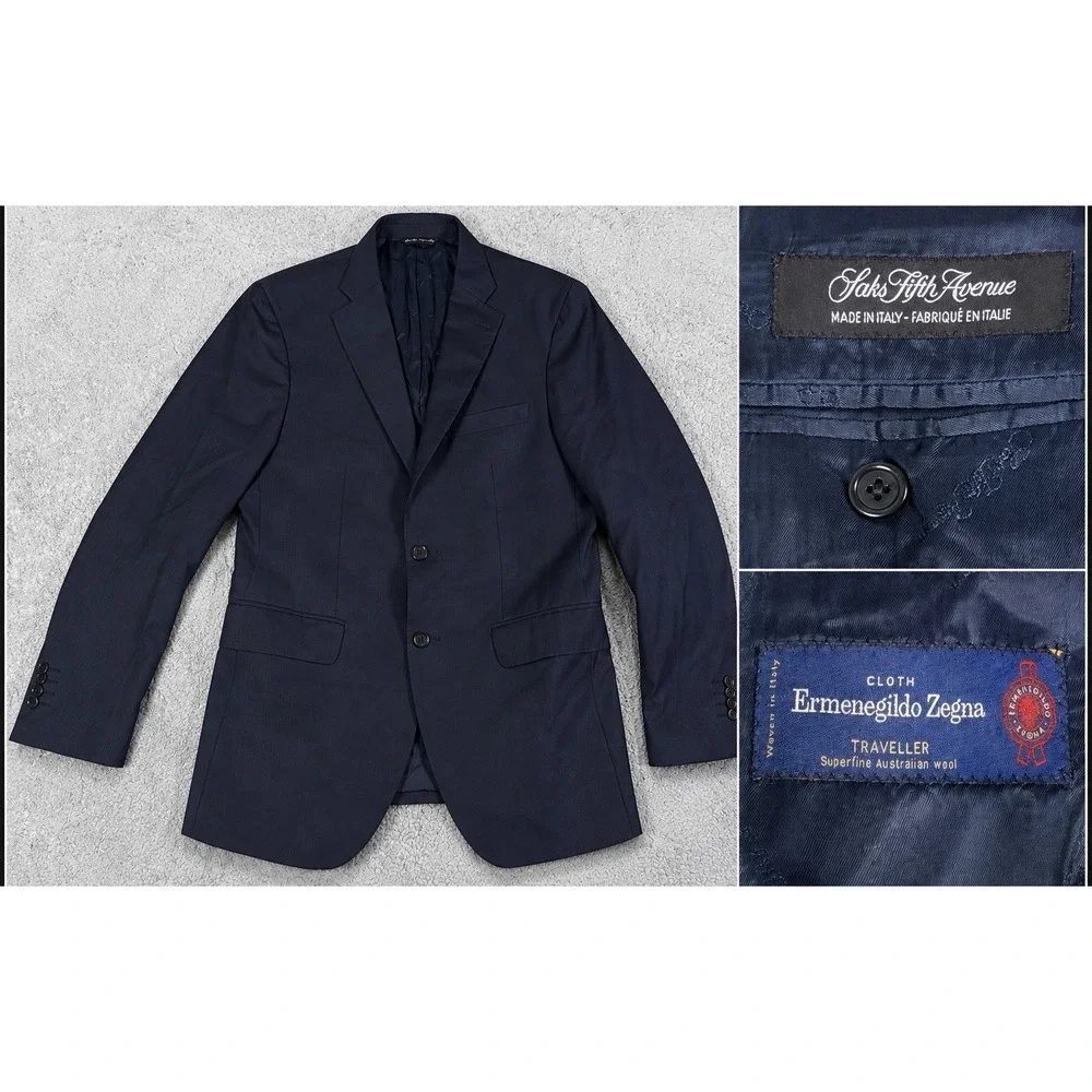 Ermenegildo Zegna Traveller Superfine Australian Wool Navy Modern Fit 38 R Italy